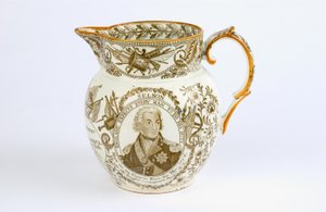 Jug with Transfer Designs Commemorating the Battles and Honours of Horatio Nelson, c.1805