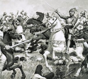 King Arthur led the Britons to overwhelming victory against the Saxons
