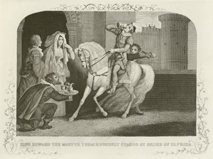 King Edward the Martyr treacherously stabbed by order of Elfrida by English School