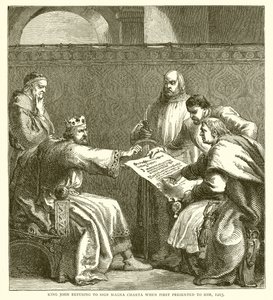 King John refusing to Sign Magna Carta when First Presented to him, 1215 by English School