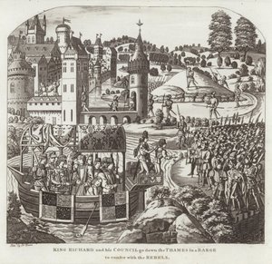 King Richard and His Council Go Down the Thames in a Barge to Confer with the Rebels by English School