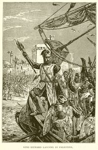 King Richard Landing in Palestine by English School