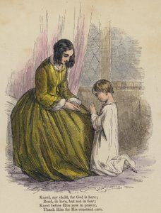 Kneel my child, for God is here; Bend, in love, but not in fear; Kneel before Him now in prayer, Thank Him for His constant care by English School