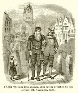 Knox returning from Church, after having preached his Last Sermon, 9th November, 1572 by English School
