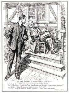 Lloyd George and Bonar Law Discuss the Prospect of a General Election, February, 1920 by English School