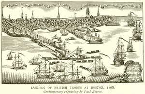Landing of British Troops at Boston, 1768 by English School