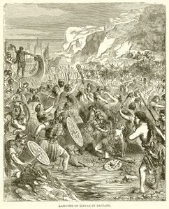 Landing of Caesar in Britain by English School