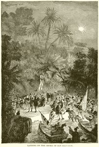 Landing on the Shore of San Salvador by English School