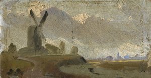 Landscape with Windmill by English School