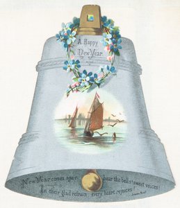 Large Blue Bell with Picture of Sailing Boat by English School