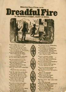 Leaflet with verse relating to a fire in Crawford Street, Marylebone, London by English School
