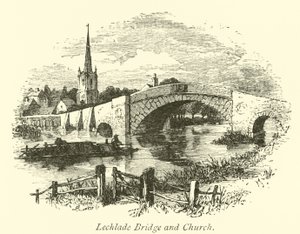 Lechlade Bridge and Church by English School