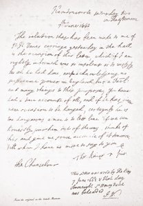 Letter from Charles II to the Chancellor Lord Clarendon, 7th June 1662 by English School