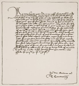 Letter from Cranmer to Cromwell thanking him for obtaining the King