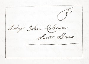 Letter from Daniel Boone to Judge John Cobren, original dated 5th October, 1809 by English School