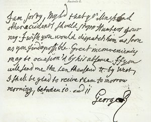 Letter from George II to the Duke of Newcastle by English School