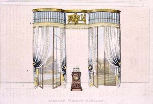 Library Window Curtains, Plate 106 from Ackermann