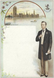 Liebig card featuring Joseph Chamberlain by English School