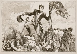 Lieutenant Graham Planting the Standard, Illustration from Cassell