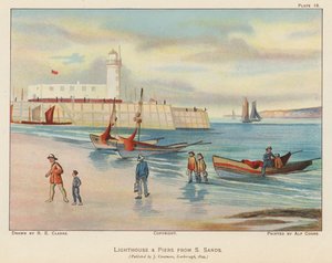 Lighthouse and Pier from South Sands, Scarborough by English School
