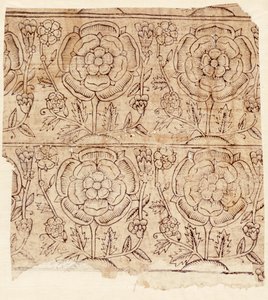 Lining paper with a Tudor Rose pattern, c.1550 by English School