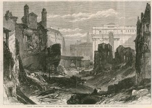 London improvements: Demolitions in the Poultry for the new street leading from the Thames Embankment by English School