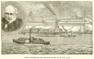 Lord Armstrong and Elswick Works from the Tyne by English School