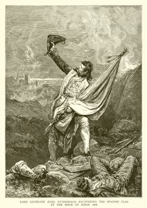 Lord Cochrane (Earl Dundonald) recovering the Spanish Flag at the Siege of Rosas, 1808 by English School