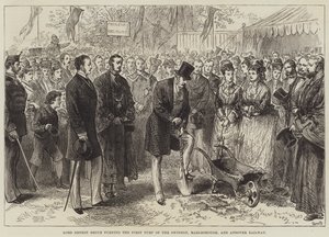 Lord Ernest Bruce Turning the First Turf of the Swindon, Marlborough, and Andover Railway by English School