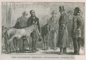 Lord Shaftesbury inspecting costermongers donkeys by English School
