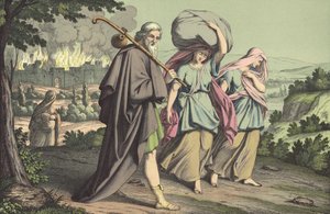 Lot Escaping from Sodom by English School