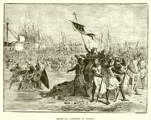 Louis IX Landing in Egypt by English School