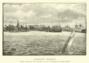 Lowestoft Harbour. Yacht making for the Entrance to Lake Lothing, for Oulton Broad by English School