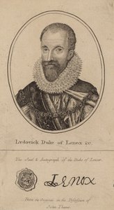 Ludovick Duke of Lenox; portrait and autograph by English School