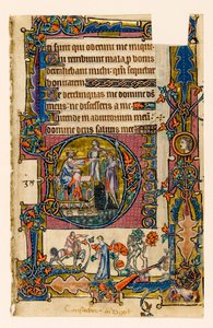 Saul Sending Doeg to Kill the Priests of Nob, Historiated Initial from the Macclesfield Psalter, Use of Sarum, East Anglia (c.1330) by English School