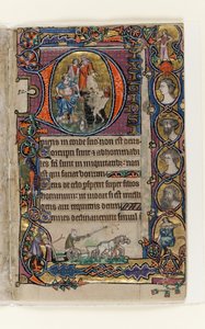 David and the Fool, Historiated Initial from the Macclesfield Psalter, Use of Sarum, East Anglia (c.1330) by English School
