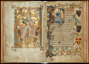 The Throne of Mercy with Patrons, Christ Blessing with a Patron, c.1314-30 by English School