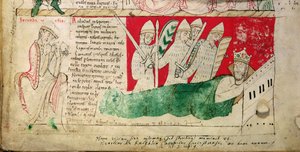 The visions dreamt by King Henry I in Normandy in 1130, inserted c.1140 by John of Worcester into the chronicle begun by Florence of Worcester c.1130-40 (detail) by English School