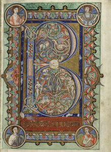 MS Hunter 229 f.22r from the Hunterian Psalter by English School