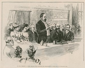 M Emile Zola reading a paper before the Institute of Journalists in the hall of Lincolns Inn, London by English School