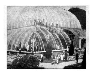 Making repairs to the Great Conservatory at Chatsworth, Derbyshire by English School