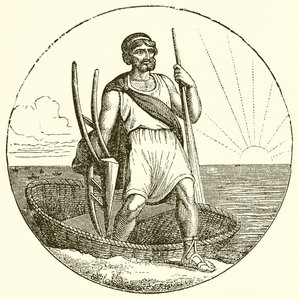 Man in Coracle by English School
