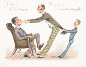 Man pulling boys tooth by English School