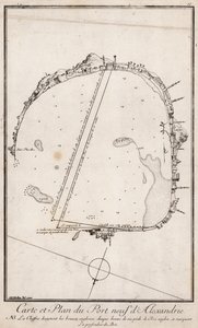 Map and Plan of the Port of Alexandre, Egypt by English School