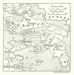 Map Including Attica, with Salamis and Aegina, Boeotia, Megaris, and Part of Corinthia and Argolis by English School