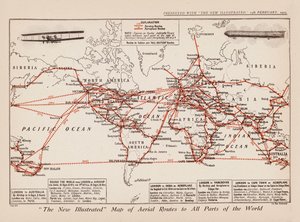 Map of Aerial Routes to All Parts of the World by English School