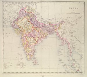 Map of India, published under the direction of Colonel H.R. Thuillier, R.E., Surveyor General of India, 1882