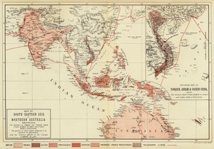 Map of South-Eastern Asia and Northern Australia; Enlarged Map of Tonquin, Annam and Cochhin China by English School