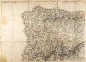 Map of Spain said to have been used by the Duke of Wellington by English School