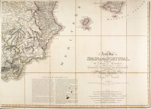 Map of Spain said to have been used by the Duke of Wellington by English School